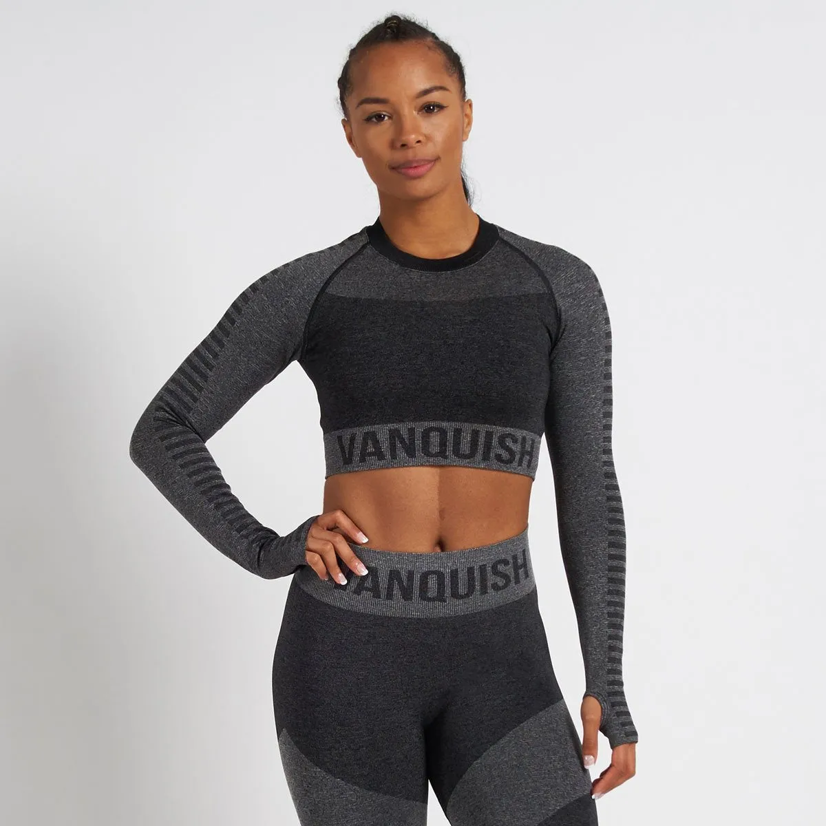 Vanquish Allure Women's Black Seamless Long Sleeve Crop Top