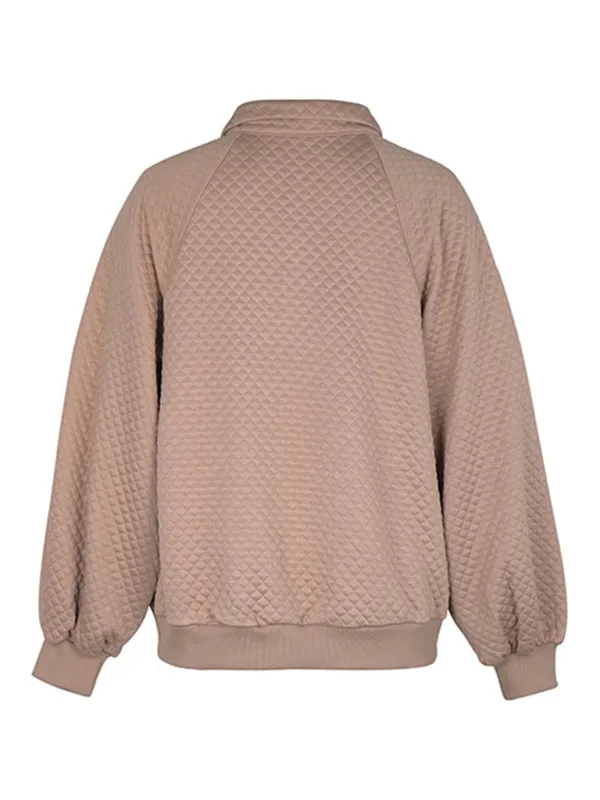 Waffle Cozy Autumn Collared Sweatshirt