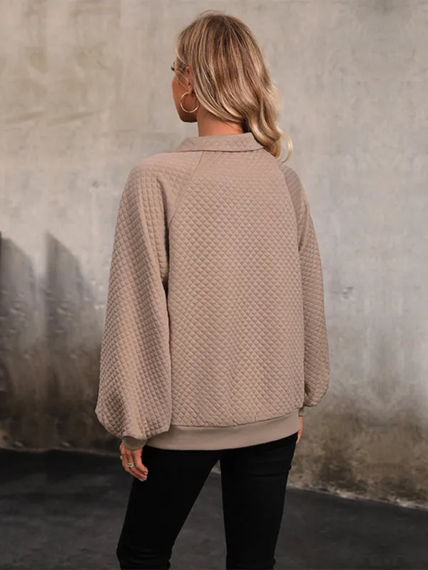 Waffle Cozy Autumn Collared Sweatshirt