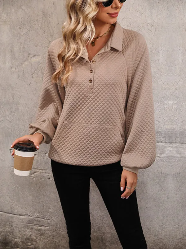 Waffle Cozy Autumn Collared Sweatshirt