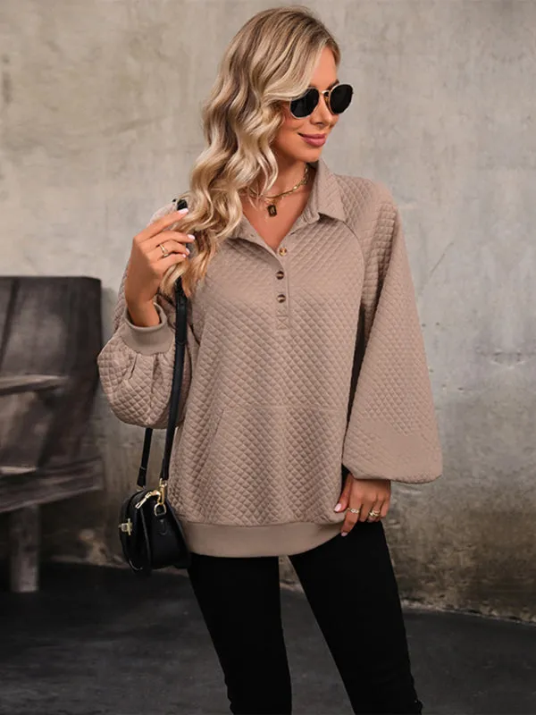 Waffle Cozy Autumn Collared Sweatshirt