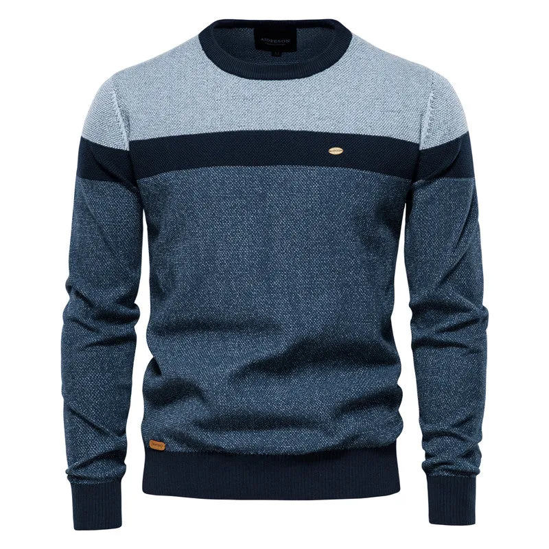 West Louis™ Designer High Quality Spliced Cotton Pullover