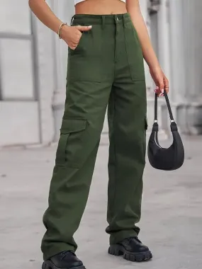 Women Solid Twill Cargo Pants