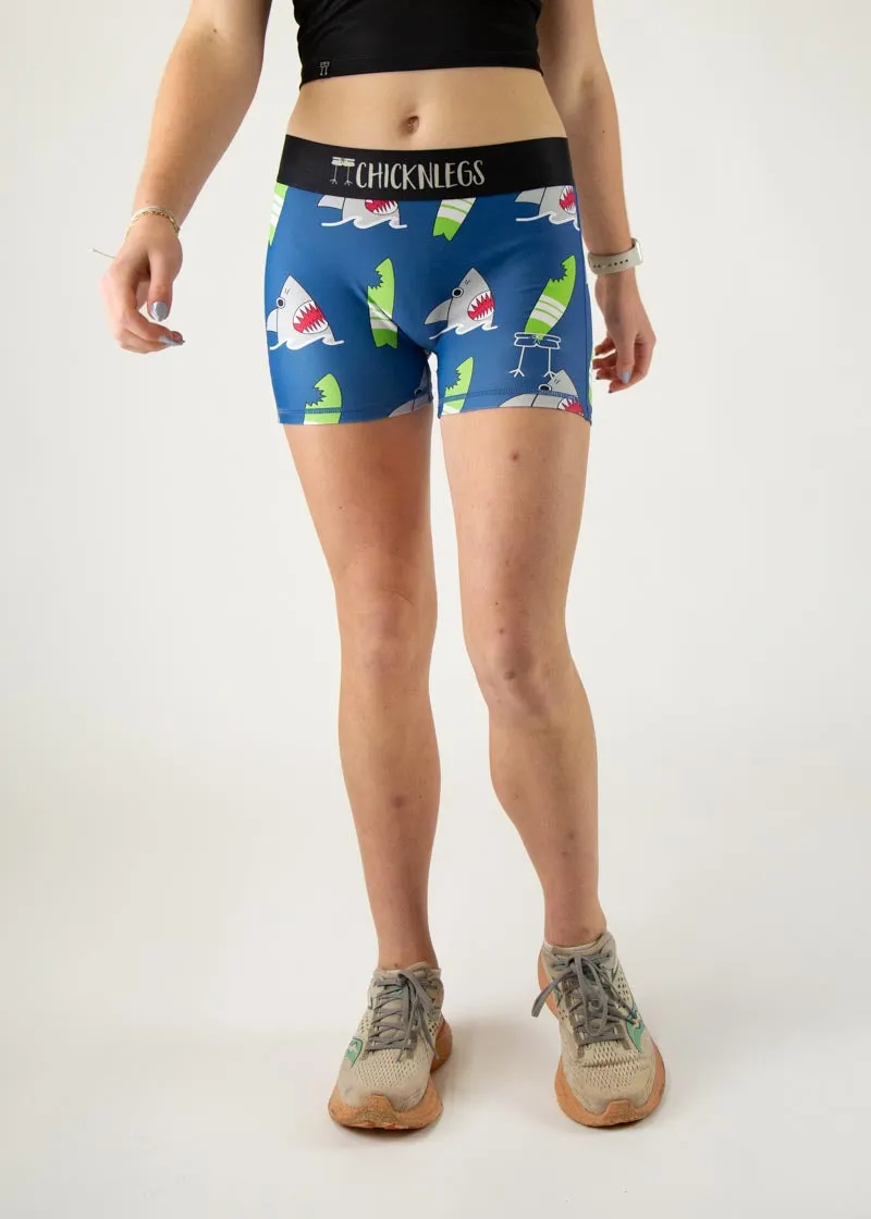 Women's Blue Sharks 3" Race Compression Shorts