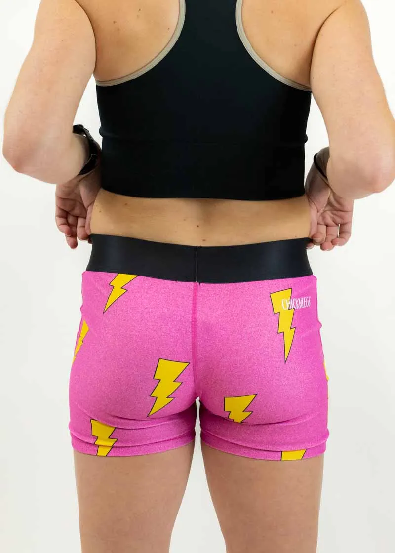 Women's Hot Pink Bolts 3" Compression Shorts