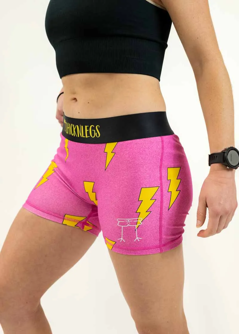 Women's Hot Pink Bolts 3" Compression Shorts