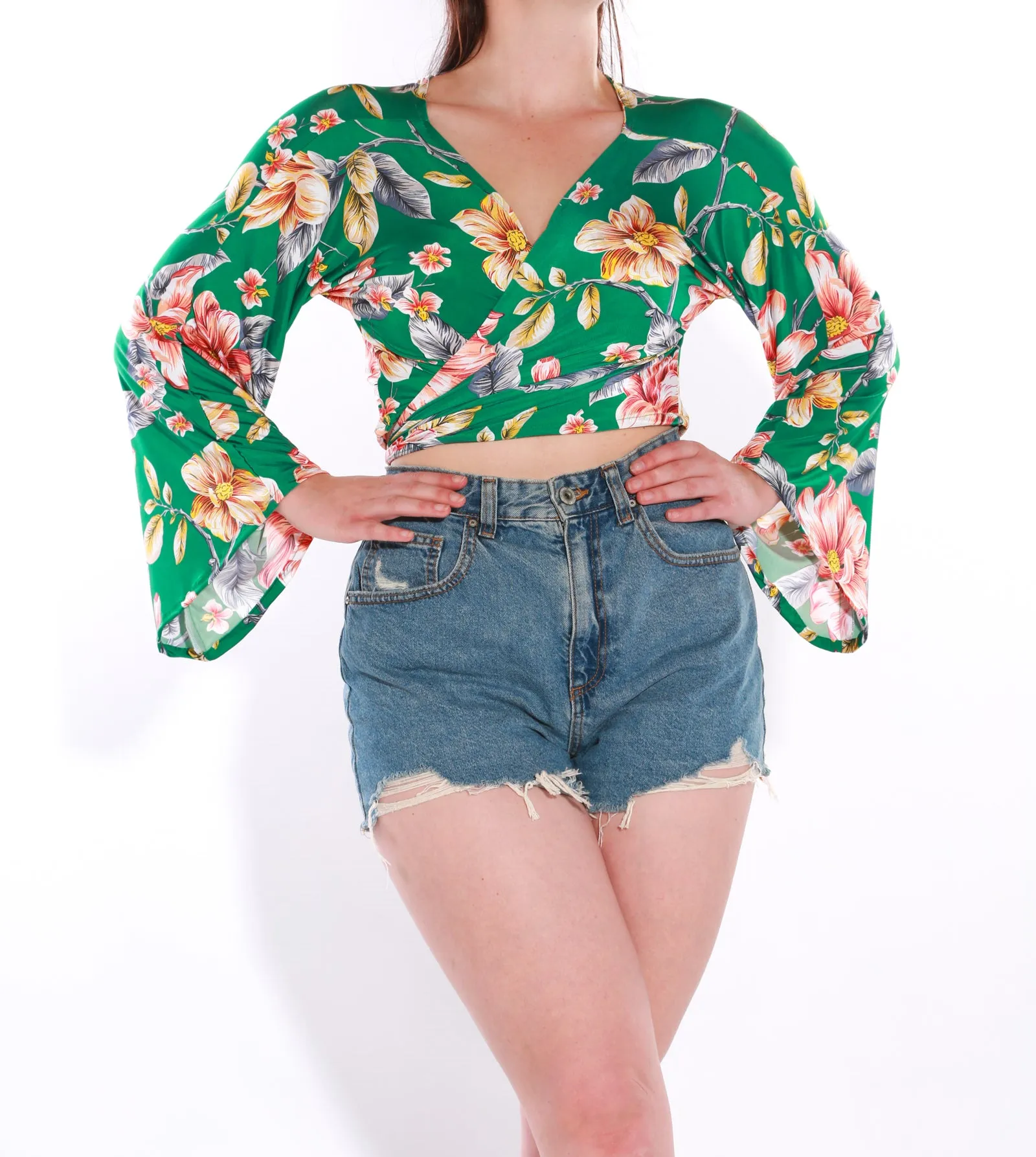 Wrap top - Freesize- Green Lilly